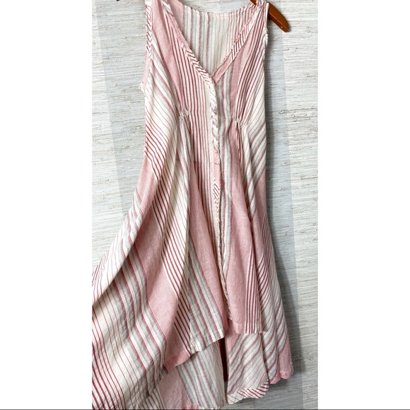 Striped Cotton Light Pleat Sleeveless Dress - Picture 2 of 3